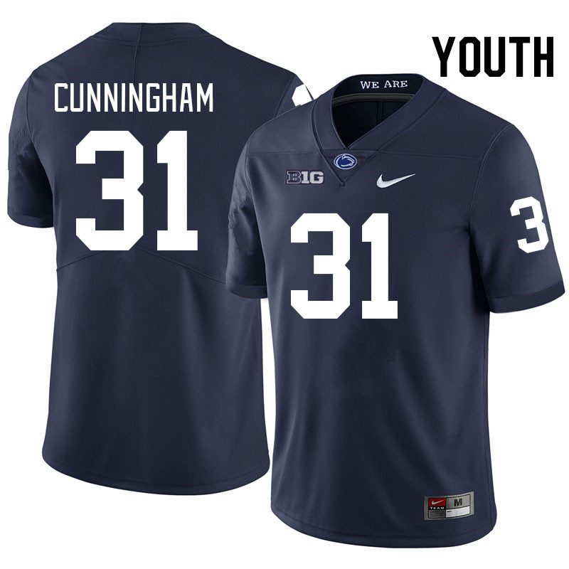 Youth #31 Logan Cunningham Penn State Nittany Lions College Football Jerseys Stitched-Navy